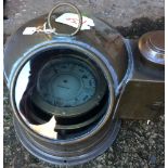 Vintage Brass Binnacle and Compass - 9" tall and 11" wide.