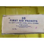 Vintage Boxed Lot of 10 First Aid Packets Carlisle Model Metal Covered.
