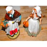 Pair of Royal Doulton Figures of Country Lass and Milkmaid.