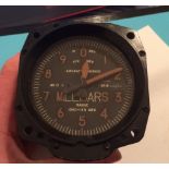 Vintage Millars Aircraft Aneroid Clock/Dial 4" long- 3 1/2" diameter on front.