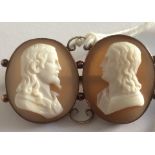 Antique/Vintage Duo of Portrait Cameos - 45mm x 28mm.