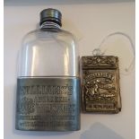 Antique Williams's Aberdeen Whiskies Advertising Hip Flask and Embossed Notepad.