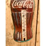 Vintage Coca Cola Tin Advertising Sign with Thermometer which is broken - 41xm x13cm.