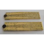 Lot of 2 Antique Ivory Sectors 6" closed with one by W&S Jones 30 Holborn London.