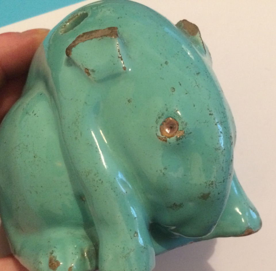 Antique Oriental Turquoise Coloured Glazed Pottery Rabbit/Rat - 5 1/2" long - 4 1/2" tall. - Image 4 of 8