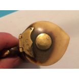 Antique Horn and Brass Snuff Mull - 3 1/2" long.