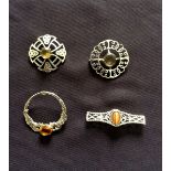 Lot of 4 Vintage Scottish Silver Brooches.
