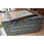 Antique "A Gordon" Colour Serjeant Gordon Highlanders Wooden Trunk. and photograph of Soldier.