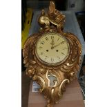 Antique Gilded Cartell Clock - 28" tall and 15 1/2" wide.