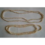 Two String of Honora Cultured Freshwater Pearls - 50 inches and 36 inches long.