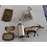 Assortment of Silver and Non-Silver Items - Buffalo-Poodle-Scent Bottle etc.