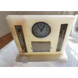 Vintage Art Deco Le Coultre Oynx Clock Desk Set approx 10 1/2" x 9".