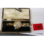 Vintage 9 karat Gold Watch with 9 karat Gold Strap - non runner -total weight of watch app 21 grams.