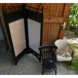 Lot of Folding Screen and 2 Small Chairs.