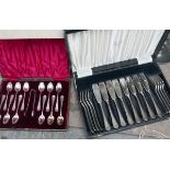 Lot of Plated Boxed Spoons sets etc and Brassware.