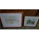 Watercolours by Jeniffer Anderson and Fisher and 2 Prints.