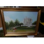 Large Framed Oil Painting of Braemar Gathering - 35" x26"