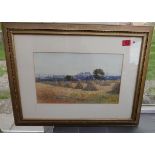 James Kinnear Edinburgh Area Harvest Scene - actual watercolour 16 3/4" x 10 1/4".