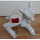 Vintage Art Deco Stylized Made in Germany White Pottery Lamb marked LK - 7" x 7"