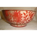 Large Bernard Moore Flambe Lustre Bowl 10" diameter to top.