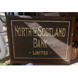 Pair of Antique North of Scotland Bank - Wood and Gauze Signs - 38" x 28" each.