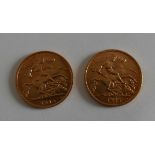 Pair of George V 1912 and 1914 Gold Half-Sovereigns.