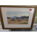 James Kinnear Edinburgh Area Harvest Scene - actual watercolour 16 3/4" x 10 1/4".