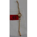 Vintage 9 karat Gold Tudor Wristwatch with 9 karat gold strap - total weight 15 grams.