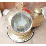 Vintage Brass Sestrel Binnacle and Compass - 10" x 10"