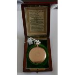 Antique Boxed Howard Watch Co Gold Plated Pocket Watch - 50mm diameter case - working order.