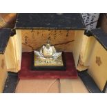 Vintage Boxed Japanese Silver Religious Figure - figure on stand 4 1/2" x 3 1/2"