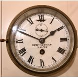 Vintage Christie and Wilson of Glasgow Brass Ships Clock - working order.