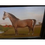 Antique Oil Painting of Stallion Horse -actual Oil 64cm x35cm.