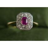 Antique 18 karat Gold - Ruby - Diamond Ring - UK size (O) with makers mark of WG&S.