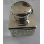 Antique Chester Silver and Glass Inkwell.