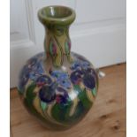 Antique European Pottery Floral Vase - 12" (30cm) tall and 7 1/2" (19cm) at the widest.