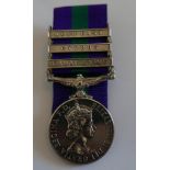 General Service Medal to PARACHUTE REGIMENT with Near East, Cyprus, and Canal Zone Bars.