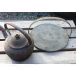 Antique Falkirk Cast Iron Kettle and Griddle.