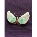 Vintage Chinese Jade and Silver Moth.