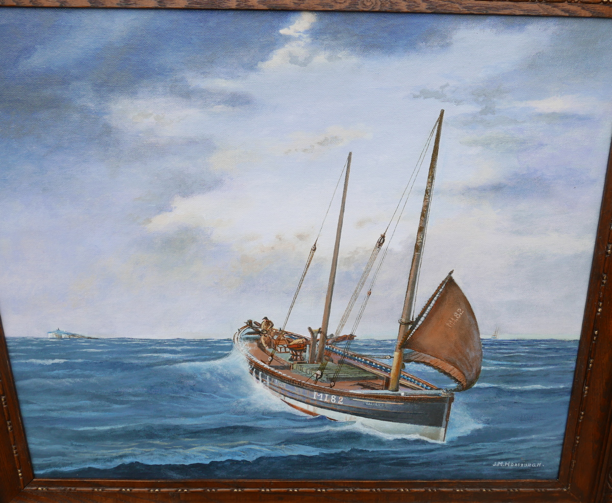 J M Horsburgh (Fife Artist) Painting of a Fishing Boat - 20 3/4" x 17 1/2" actual painting. - Image 2 of 4