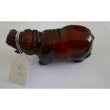 Vintage Amber/Composite? Hippopotamus 5 1/2"L x 2 1/2" T