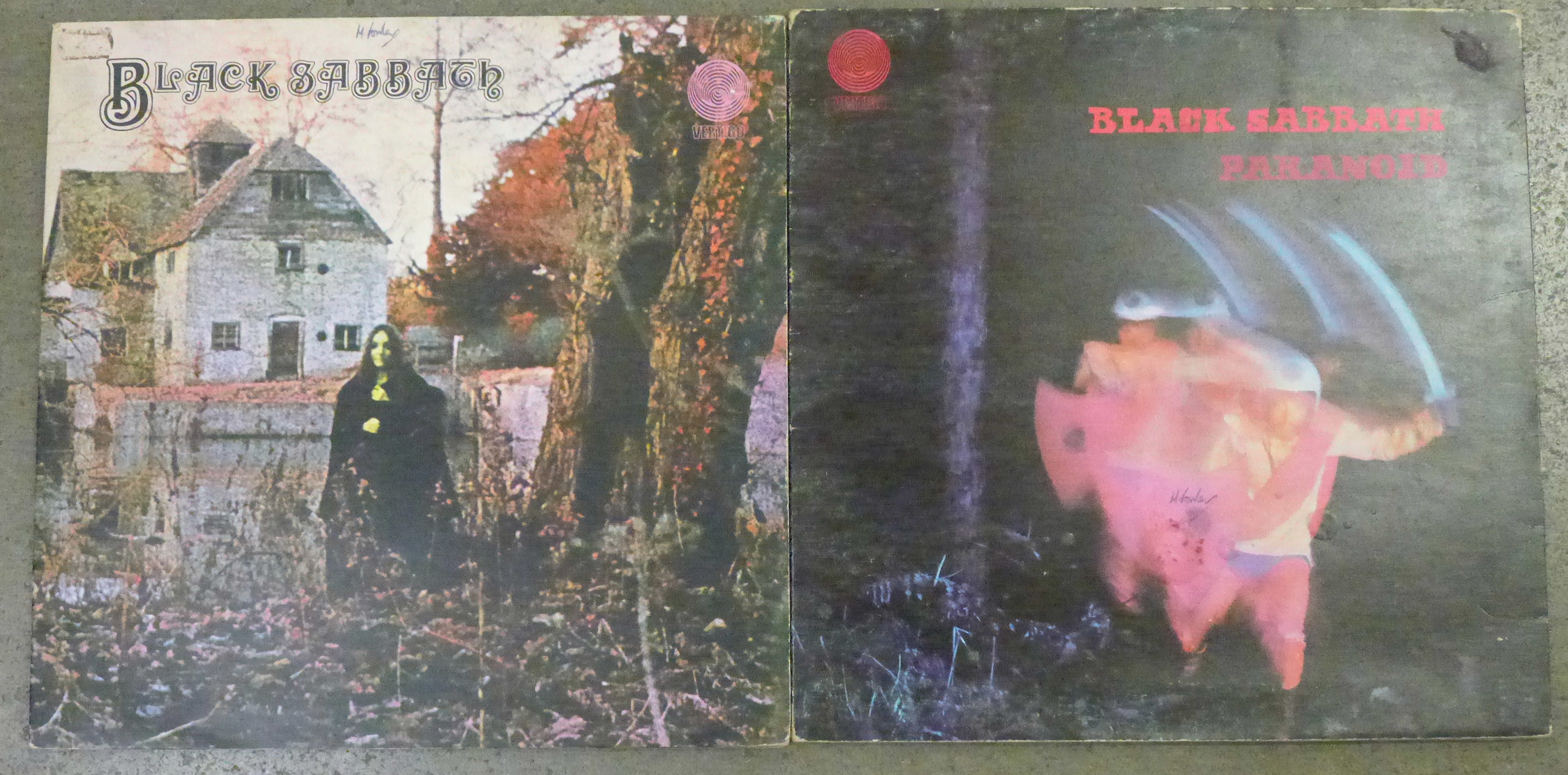 Two Black Sabbath LP records, VO6 847 903 VTY, and 6360 011,