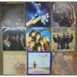 Nine LP records, Rolling Stones, Nazareth, Family, Bob Dylan, etc.