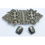 Siam silver earrings and a buckle