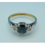 An 18ct gold, sapphire and diamond dress ring, 2.