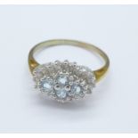 A 9ct gold, diamond and blue stone ring, 2.