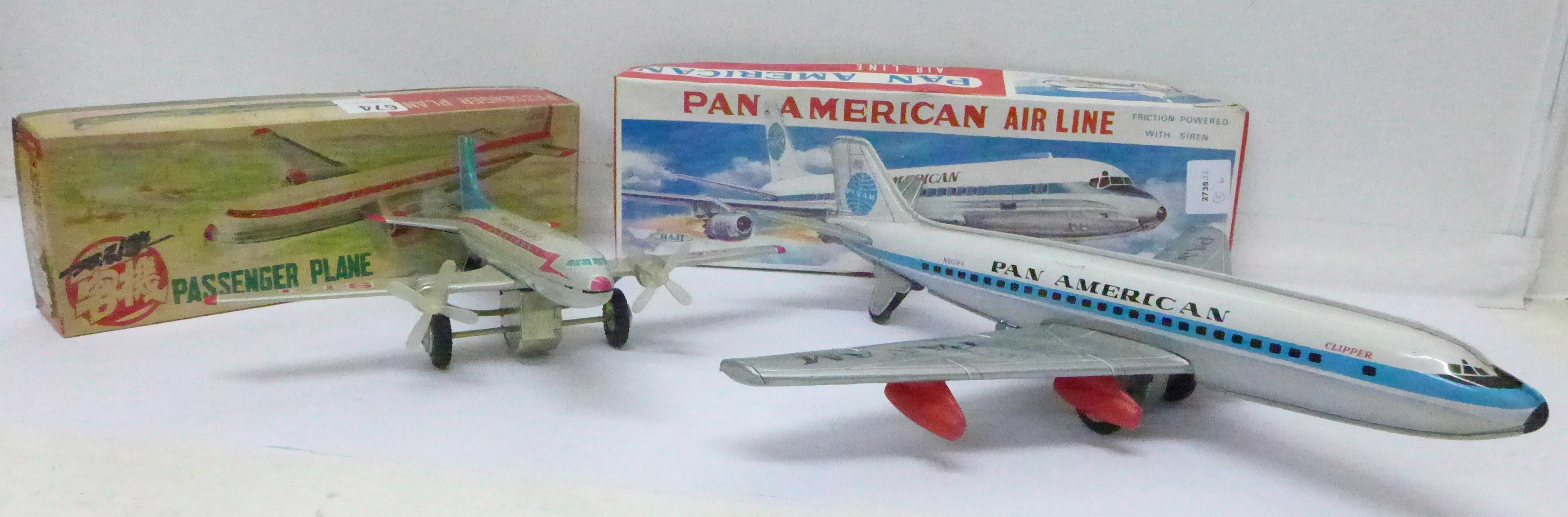 A Japanese tin plate Pan American Airlines friction airliner, boxed,