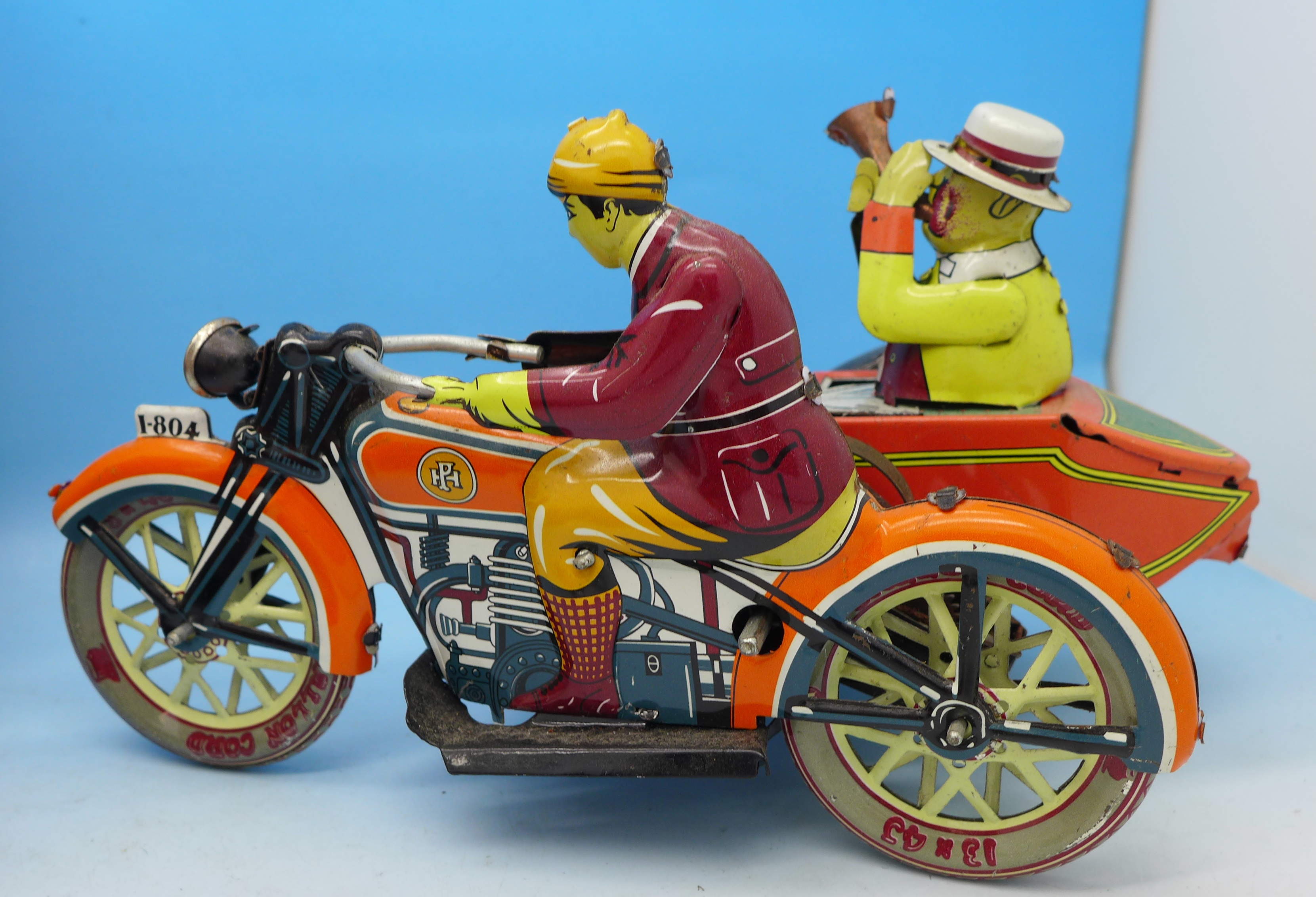 Tin plate and plastic toy motorcycles including Spiderman - Image 4 of 7