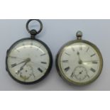 Two silver cased pocket watches,