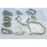 Ten silver bracelets